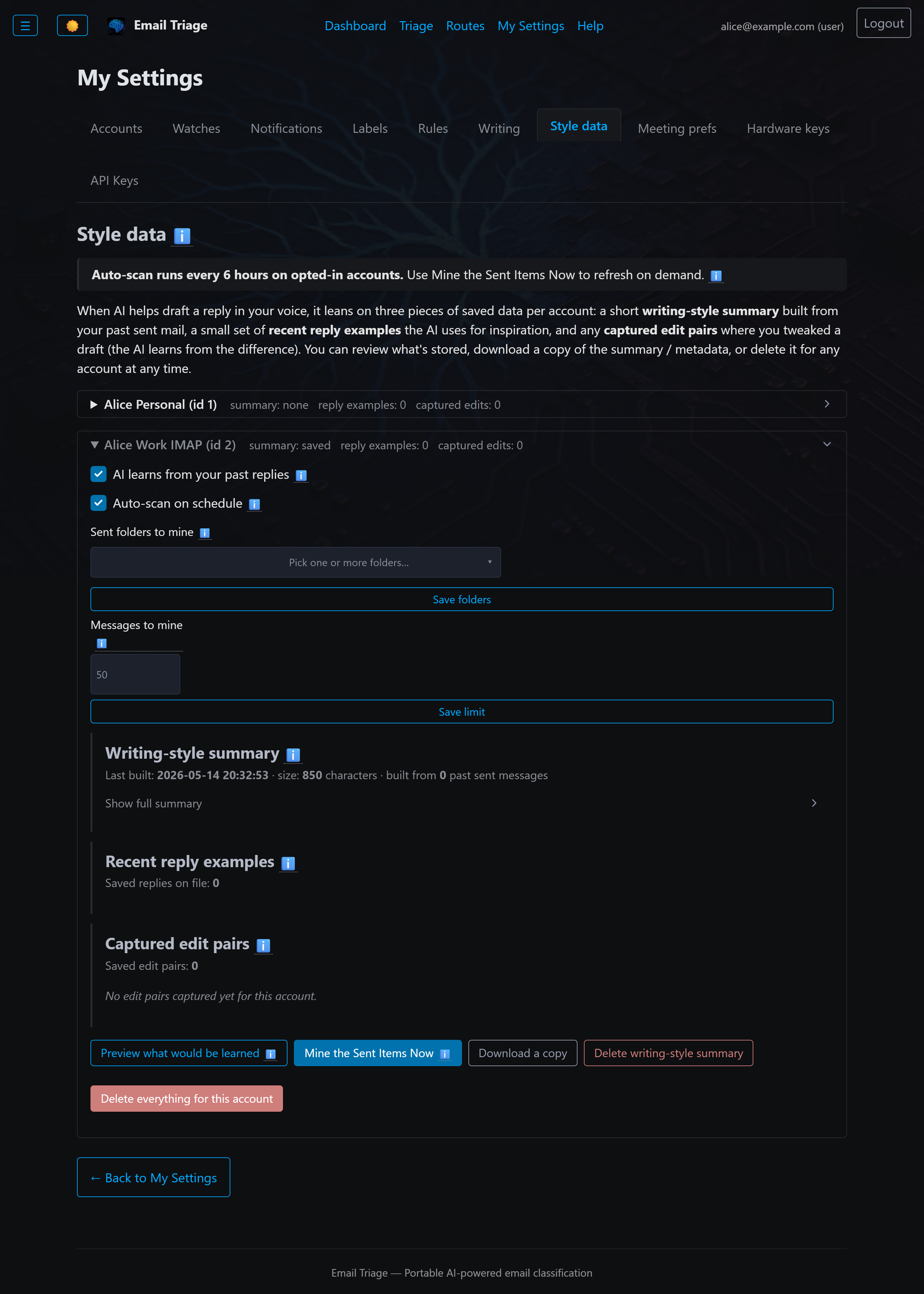 Writing-style profile